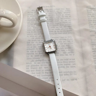 Back-to-School Leather Watch Round Square Leather Daily Women's Wristwatch