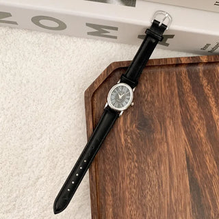 Back-to-School Leather Watch Round Square Leather Daily Women's Wristwatch