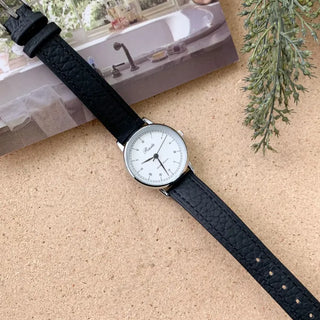Back-to-School Leather Watch Round Square Leather Daily Women's Wristwatch