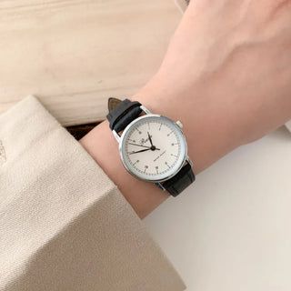 Back-to-School Leather Watch Round Square Leather Daily Women's Wristwatch