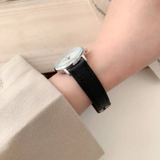 Back-to-School Leather Watch Round Square Leather Daily Women's Wristwatch