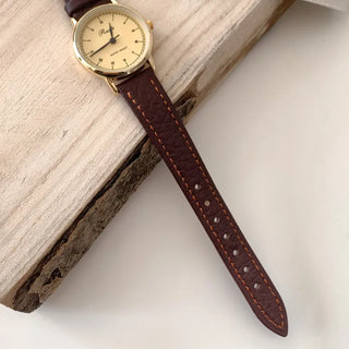 Back-to-School Leather Watch Round Square Leather Daily Women's Wristwatch