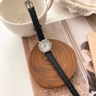 Back-to-School Leather Watch Round Square Leather Daily Women's Wristwatch
