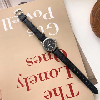 Back-to-School Leather Watch Round Square Leather Daily Women's Wristwatch
