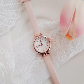 Back-to-School Leather Watch Round Square Leather Daily Women's Wristwatch