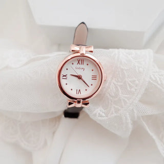 Back-to-School Leather Watch Round Square Leather Daily Women's Wristwatch
