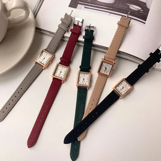 Back-to-School Leather Watch Round Square Leather Daily Women's Wristwatch