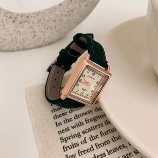 Back-to-School Leather Watch Round Square Leather Daily Women's Wristwatch