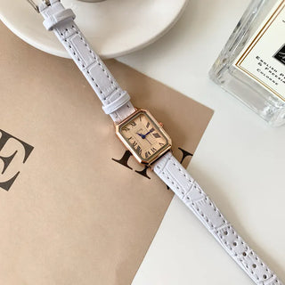 Back-to-School Leather Watch Round Square Leather Daily Women's Wristwatch