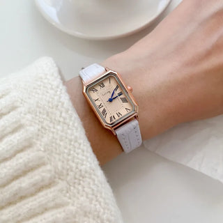 Back-to-School Leather Watch Round Square Leather Daily Women's Wristwatch