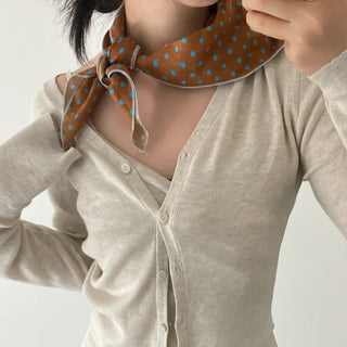 Coco Dot Blue Color Block Headscarf