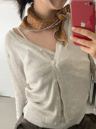 Coco Dot Blue Color Block Headscarf