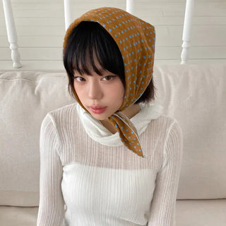 Coco Dot Blue Color Block Headscarf