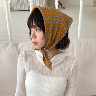 Coco Dot Blue Color Block Headscarf