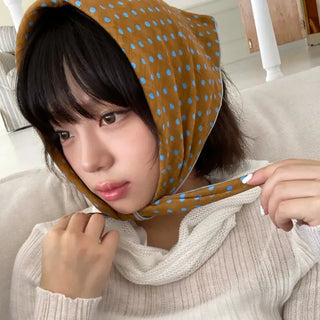 Coco Dot Blue Color Block Headscarf