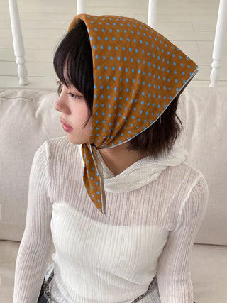 Coco Dot Blue Color Block Headscarf