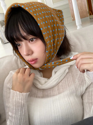 Coco Dot Blue Color Block Headscarf