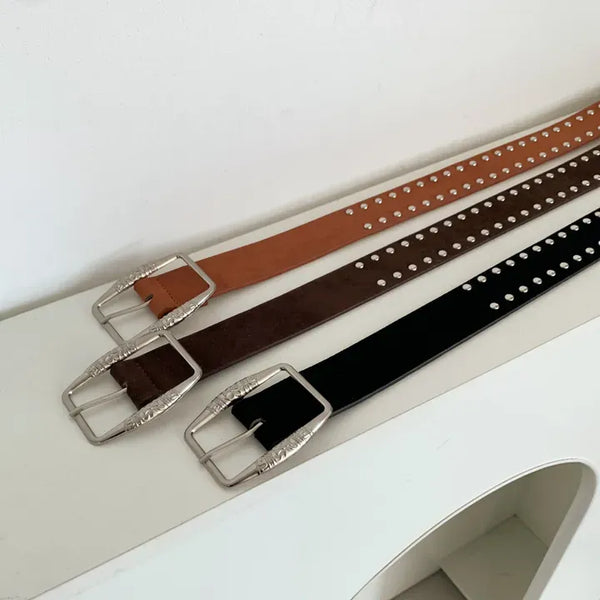 Steel Western Suede Bold Belt