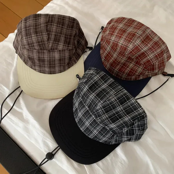 Logan Check Pattern Boy Flat-Bridle Camp Cap