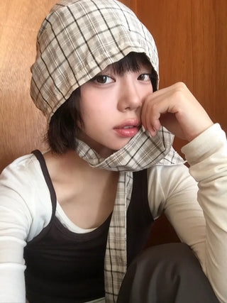 Floren Check Cotton Strap Bandana Hat