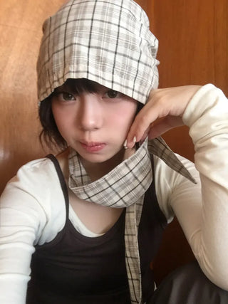 Floren Check Cotton Strap Bandana Hat