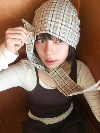 Floren Check Cotton Strap Bandana Hat