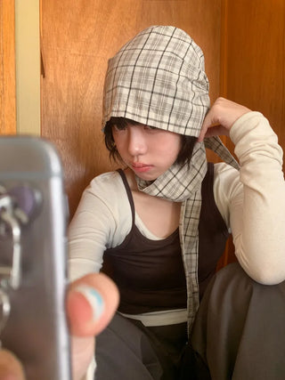 Floren Check Cotton Strap Bandana Hat