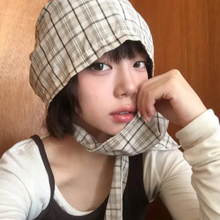 Floren Check Cotton Strap Bandana Hat