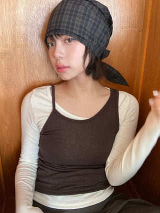 Floren Check Cotton Strap Bandana Hat