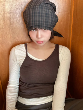 Floren Check Cotton Strap Bandana Hat