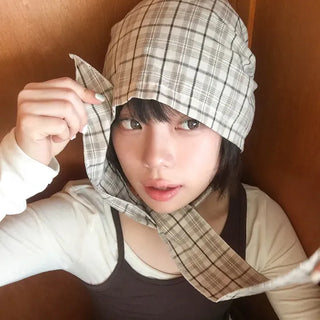 Floren Check Cotton Strap Bandana Hat