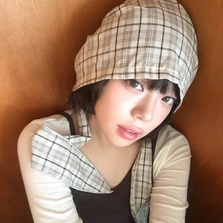 Floren Check Cotton Strap Bandana Hat