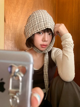 Floren Check Cotton Strap Bandana Hat
