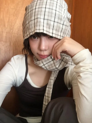 Floren Check Cotton Strap Bandana Hat