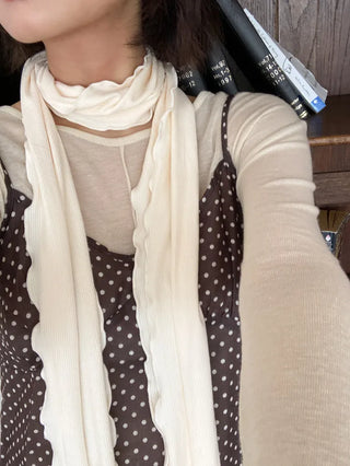 Wavy Ribbed Long Scarf Muffler