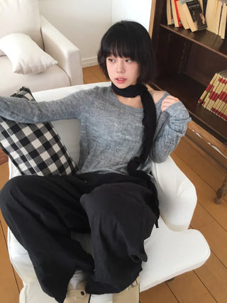 Wavy Ribbed Long Scarf Muffler