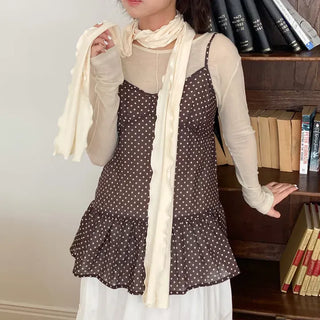Wavy Ribbed Long Scarf Muffler