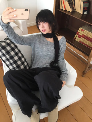 Wavy Ribbed Long Scarf Muffler