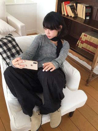 Wavy Ribbed Long Scarf Muffler