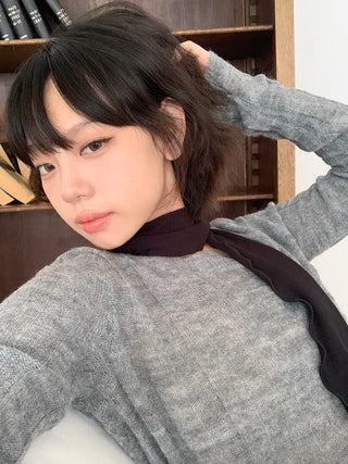 Wavy Ribbed Long Scarf Muffler