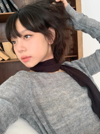 Wavy Ribbed Long Scarf Muffler