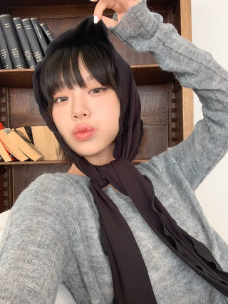 Wavy Ribbed Long Scarf Muffler