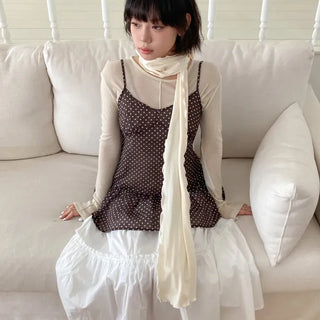 Wavy Ribbed Long Scarf Muffler