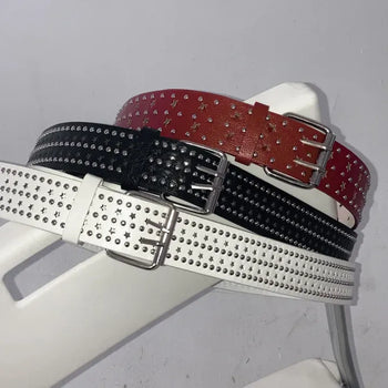 Star Punching Bold Stud Leather Belt