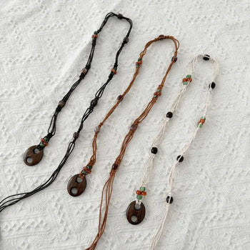 Wood Pico Bead Strap Knot Cord Belt