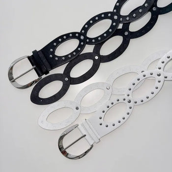 Link Big Oval Studded Leather Belt