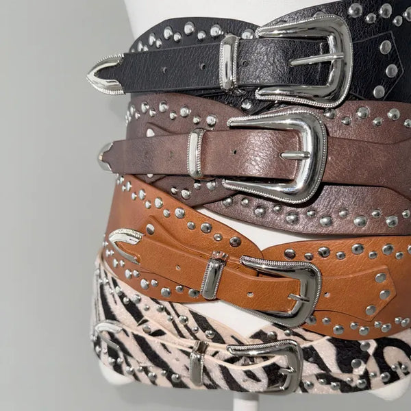 Wild Stud Vintage Washed Leather Western Belt