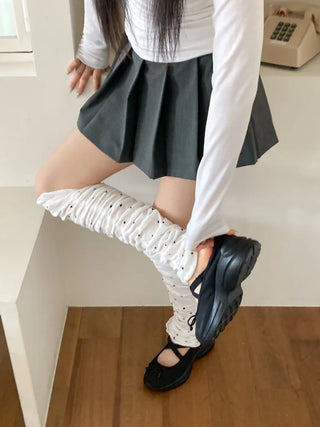Shirred Dot Leg Warmers
