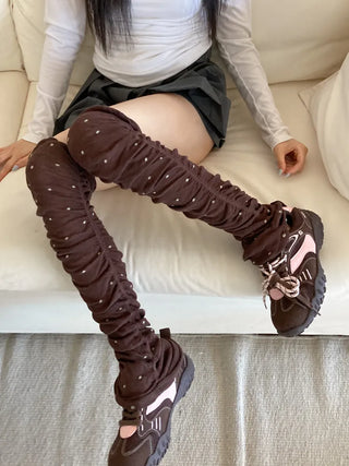 Shirred Dot Leg Warmers