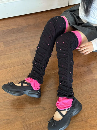 Shirred Dot Leg Warmers